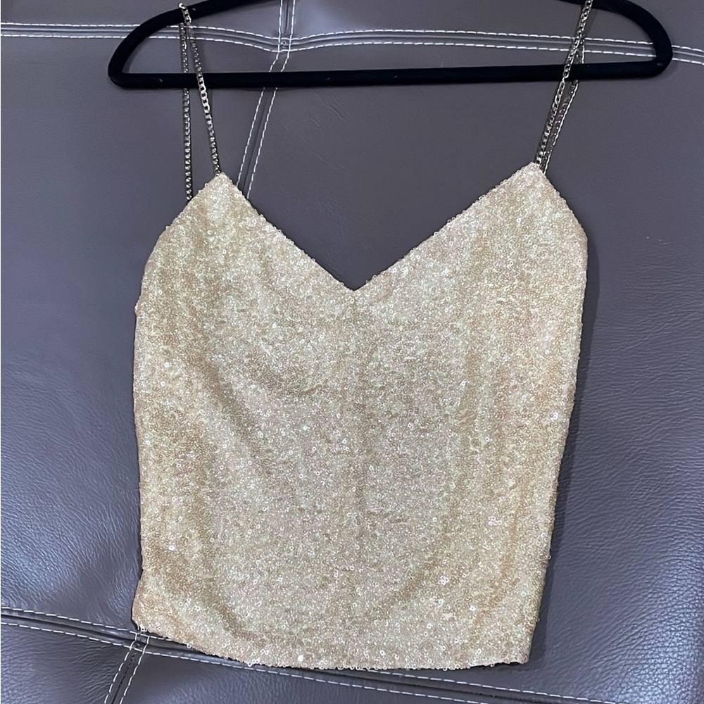 Revolve Superdown Gold Backless Top - Picture 4 of 6
